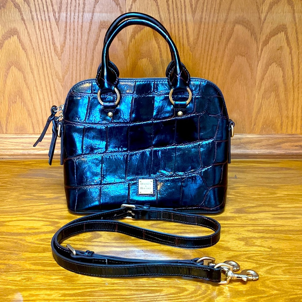 DOONEY & BOURKE Cameron Satchel Crocodile Leather Purse Bag Authentic